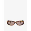 Miu Miu Womens Brown 11ws Oval-shape Acetate Sunglasses In Brown