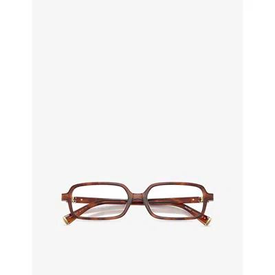 Miu Miu Womens Brown Mu 01yv Rectangle-frame Acetate Eyeglasses In Transparent