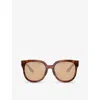 Miu Miu Womens Brown Mu 01zs Square-frame Tortoiseshell Acetate Sunglasses In Brown