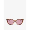 Miu Miu Womens Brown Mu 02zs Square-frame Tortoiseshell Acetate Sunglasses In Brown