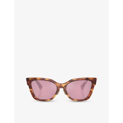 MIU MIU WOMENS BROWN MU 02ZS SQUARE-FRAME TORTOISESHELL ACETATE SUNGLASSES