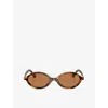 Miu Miu Round Acetate Sunglasses In Brown