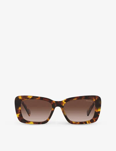 MIU MIU WOMENS BROWN MU 07YS GLIMPSE ACETATE SUNGLASSES,67677291