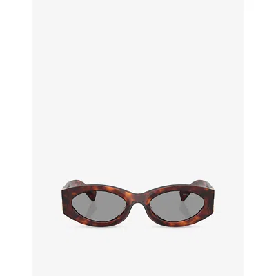 Miu Miu Womens Brown Mu 11ws Oval-frame Acetate Sunglasses