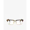 Miu Miu Womens Mu 11xv Rectangular-frame Metal Optical Glasses Brown In Brown