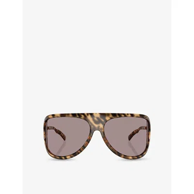 Miu Miu Womens Mu A01s Aviator-frame Acetate Sunglasses Brown