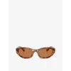 Miu Miu Womens Brown Mu A03s Oval-frame Acetate Sunglasses In Brown
