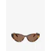 Miu Miu Womens Brown Mu A04s Cat-eye Acetate Sunglasses