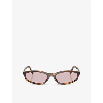 Miu Miu Womens Brown Mu A06s Oval-frame Acetate Sunglasses