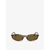 Miu Miu Womens Brown Mu A06s Oval-frame Acetate Sunglasses