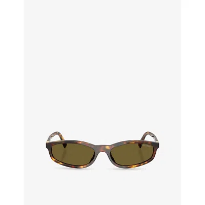 Miu Miu Womens Brown Mu A06s Oval-frame Acetate Sunglasses