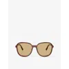 Miu Miu Womens Brown Mu B01s Square-frame Acetate Sunglasses In Red