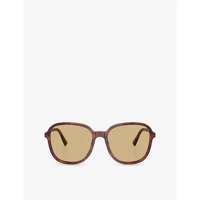 Miu Miu Womens Brown Mu B01s Square-frame Acetate Sunglasses In Red