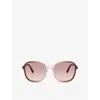 Miu Miu Womens Brown Mu B01s Square-frame Acetate Sunglasses In Pink