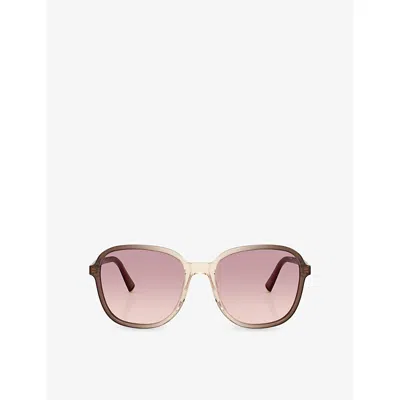 Miu Miu Womens Brown Mu B01s Square-frame Acetate Sunglasses In Pink