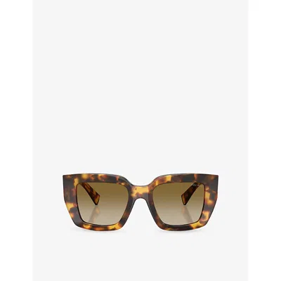 Miu Miu Womens Brown Mu B05s Square-frame Acetate Sunglasses