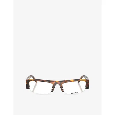 Miu Miu Womens Brown Mu B07s Rectangle-frame Tortoiseshell Acetate Optical Glasses