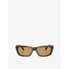 Miu Miu Womens Brown Mu B12s Rectangular-frame Acetate Sunglasses In Blue