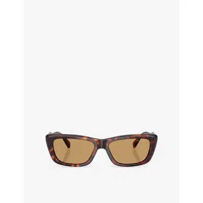 MIU MIU WOMENS MU B12S RECTANGULAR-FRAME ACETATE SUNGLASSES BROWN