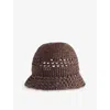 Miu Miu Womens Crochet Embossed-branding Woven Bucket Hat Cacao+naturale