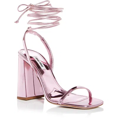 Pre-owned Miu Miu Womens Calzature Donna Leather Metallic Strappy Sandals Shoes Bhfo 0039 In Rosa