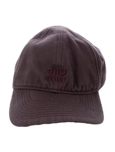Pre-owned Miu Miu Womens' Cotton Baseball Hat In Burgundy