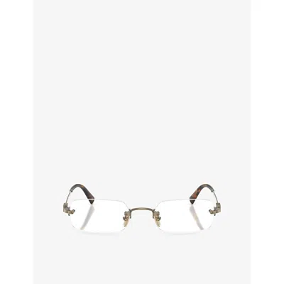 Miu Miu Womens Gold Mu 50yv Rectangle-frame Metal Eyeglasses In Metallic
