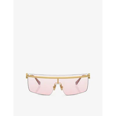 MIU MIU WOMENS GOLD MU 50ZS IRREGULAR-FRAME METAL SUNGLASSES