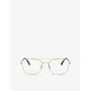 Miu Miu Womens Mu 51wv Square-frame Metal Optical Glasses Gold In Gold