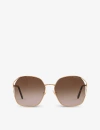 MIU MIU MIU MIU WOMEN'S GOLD MU 52WS SQUARE-FRAME METAL SUNGLASSES,61182418