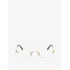 Miu Miu Womens Mu 53wv Oval-frame Metal Optical Glasses Gold In Gold