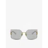 Miu Miu Eyewear Logo-plaque Oversize-frameless Sunglasses In Gold