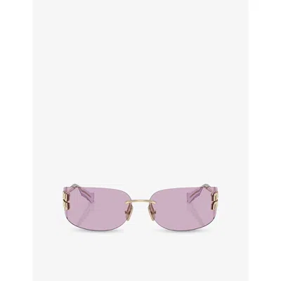 Miu Miu Womens Gold Mu A51s Square-frame Metal Sunglasses