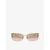 Miu Miu Womens Mu A51s Square-frame Metal Sunglasses Gold