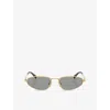 Miu Miu Womens Gold Mu A52s Oval-frame Metal Sunglasses
