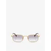 Miu Miu Womens Gold Mu A53s Square-frame Metal Sunglasses