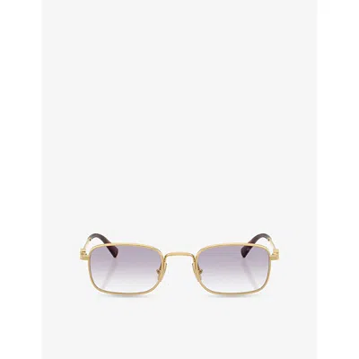 Miu Miu Womens Gold Mu A53s Square-frame Metal Sunglasses