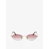 Miu Miu Oval-frame Sunglasses In Gold