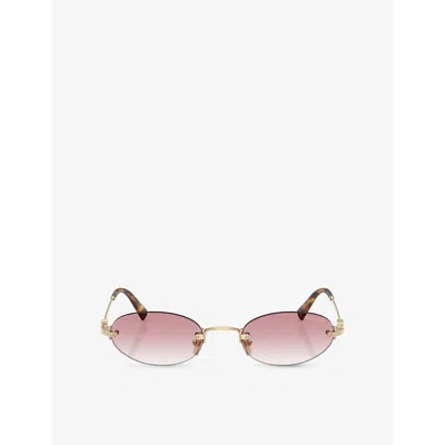 MIU MIU WOMENS GOLD MU A54S OVAL-FRAME METAL SUNGLASSES
