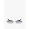 Miu Miu Womens Gold Mu A54s Oval-frame Metal Sunglasses