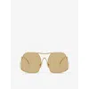 Miu Miu Womens Gold Mu A55s Square-frame Metal Sunglasses
