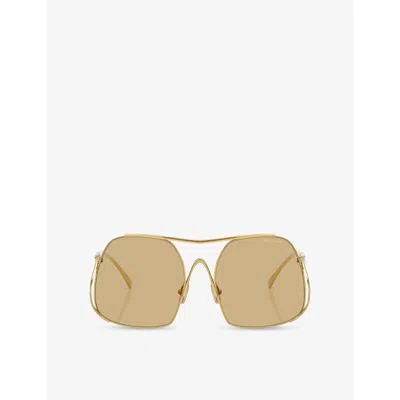 Miu Miu Womens Gold Mu A55s Square-frame Metal Sunglasses