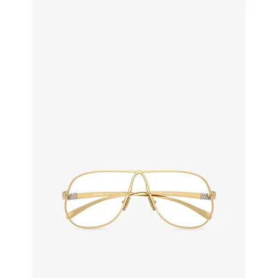 Miu Miu Womens Gold Mu A56s Aviator-frame Metal Glasses In Green