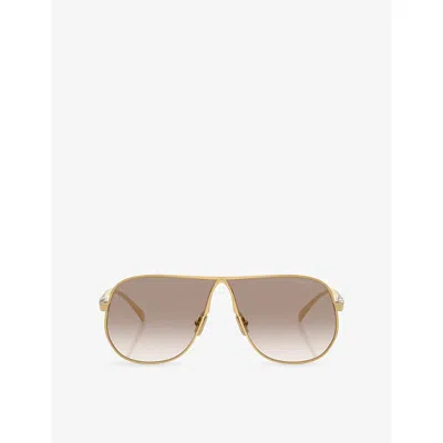 Miu Miu Womens Gold Mu A56s Aviator-frame Metal Sunglasses In Pink