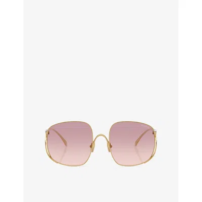 Miu Miu Womens Gold Mu A57s Square-frame Metal Sunglasses In Pattern