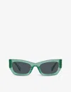 Miu Miu Womens Green Mu 09ws Rectangle-frame Acetate Sunglasses In Green