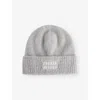 Miu Miu Womens Grigio Logo-print Mohair-wool Beanie Hat In Gray