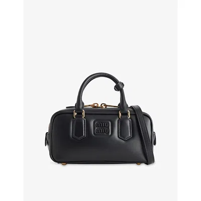Miu Miu Womens Nero Arcadie Leather Top Handle Bag In Black