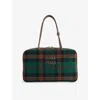 Miu Miu Womens Nero+biliardo Beau Tartan Wool-blend Top Handle Bag