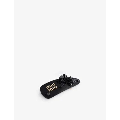 Miu Miu Womens Duchesse Silk Hair Clip Nero